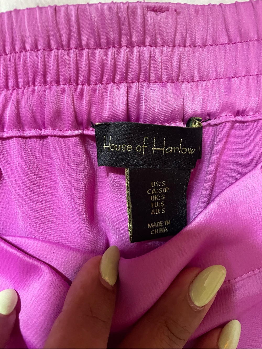 House of Harlow 1960 Wide Leg Satin Pants in Fuchsia - Picture 12 of 14